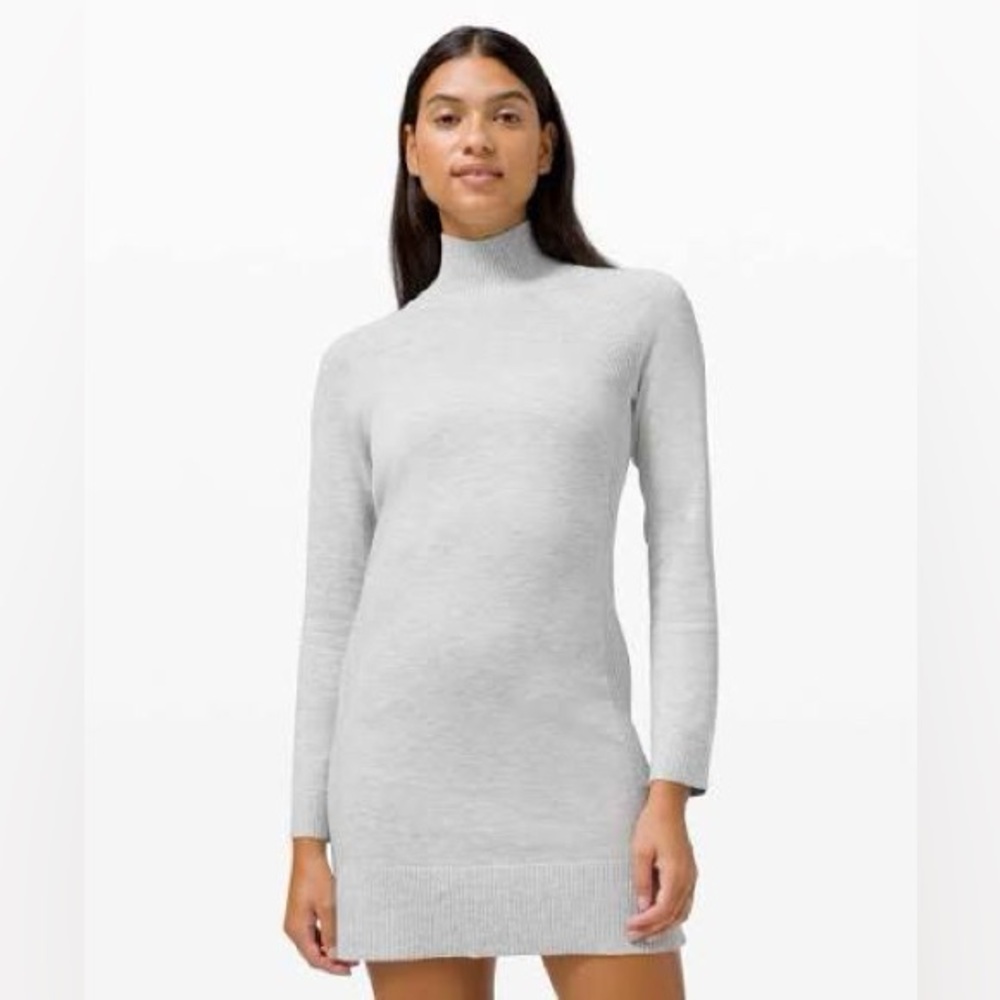 Lululemon Keep it Cozy Light Gray Long-Sleeve Turtleneck Dress